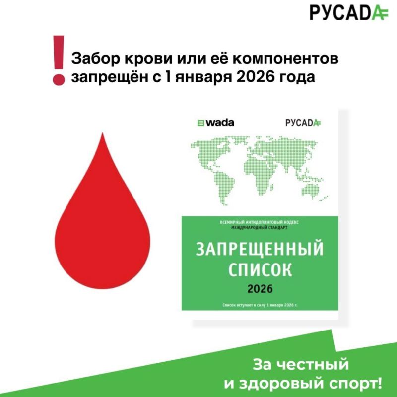 ! Внимание спортсмены!. С 1 января 2026 года вступает в силу Запрещённый список 2026