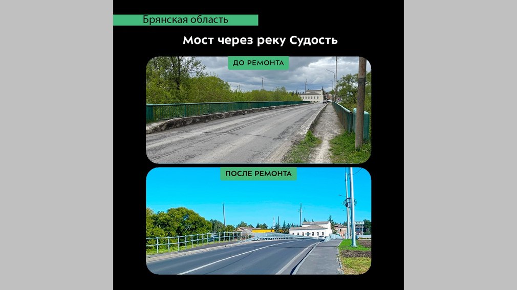 По национальному проекту «Инфраструктура для жизни» в городе Почеп Брянской области капитально отремонтировали мост через реку Судость