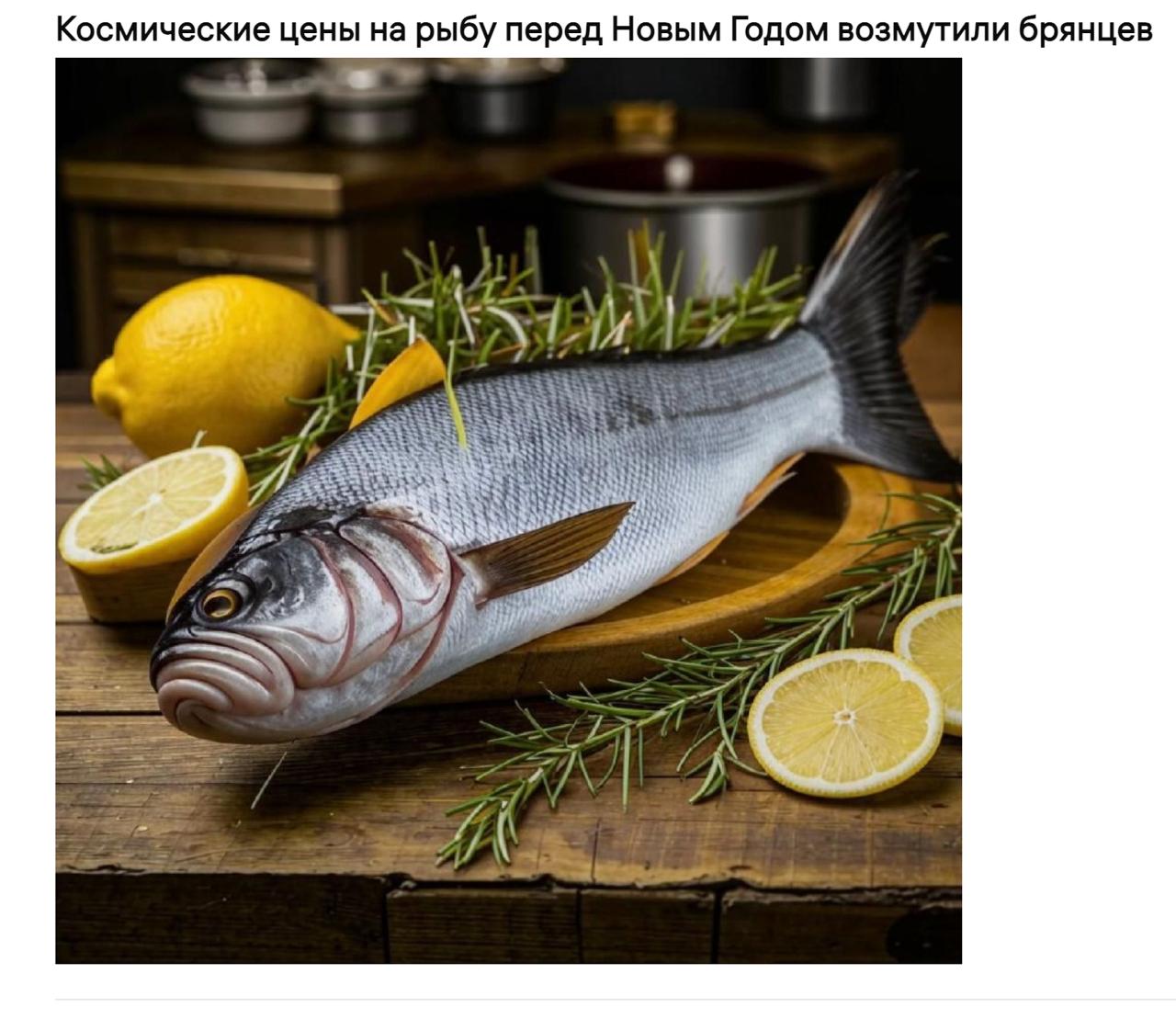 Нейросети тоже возмутили космические цены, поэтому рыба получилась с двумя ртами
