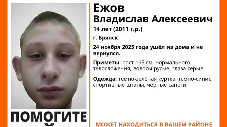 Пропавшего в Брянске 14-летнего Владислава Ежова нашли живым
