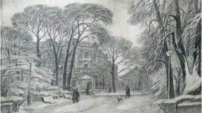 Брянский художник запечатлел Круглый сквер в конце 90-х прошлого века