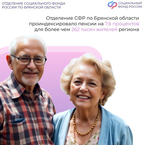 Более 262 тысяч брянских пенсионеров получили проиндексированную с января 2026 года на 7,6% страховую пенсию