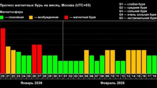 Жителей Брянской области предупредили о том, что в начале следующей недели, 26 и 27 января, ожидаются магнитные бури