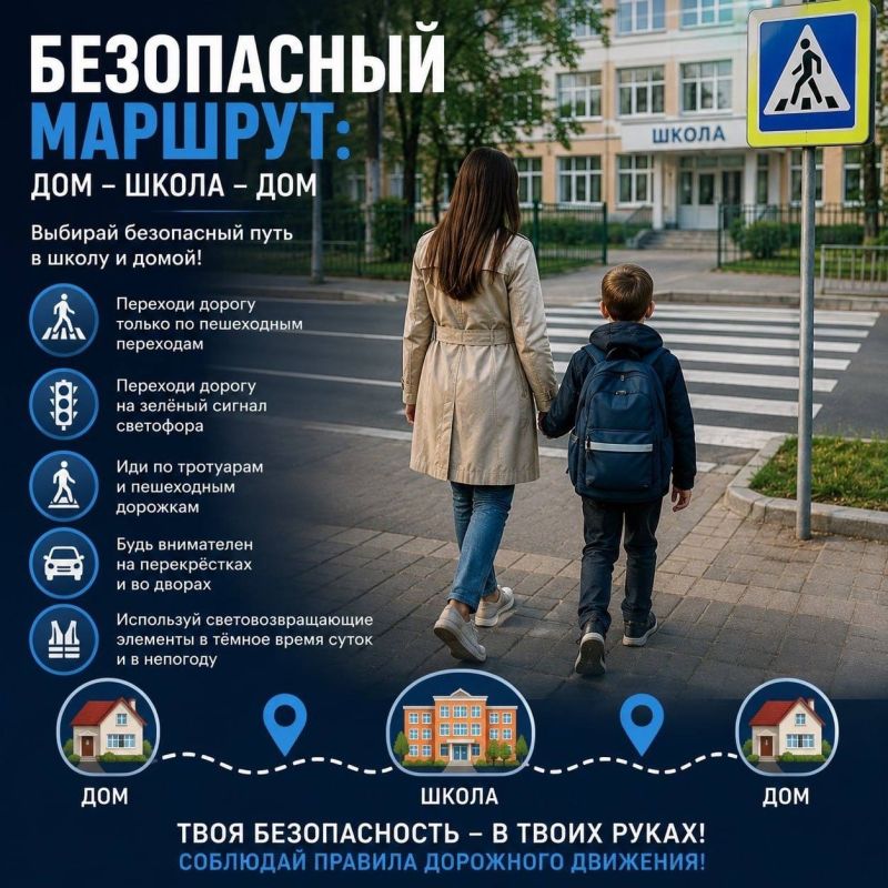 Госавтоинспекция напоминает родителям: накануне учебного года повторите с детьми безопасный маршрут «Дом — школа — дом»