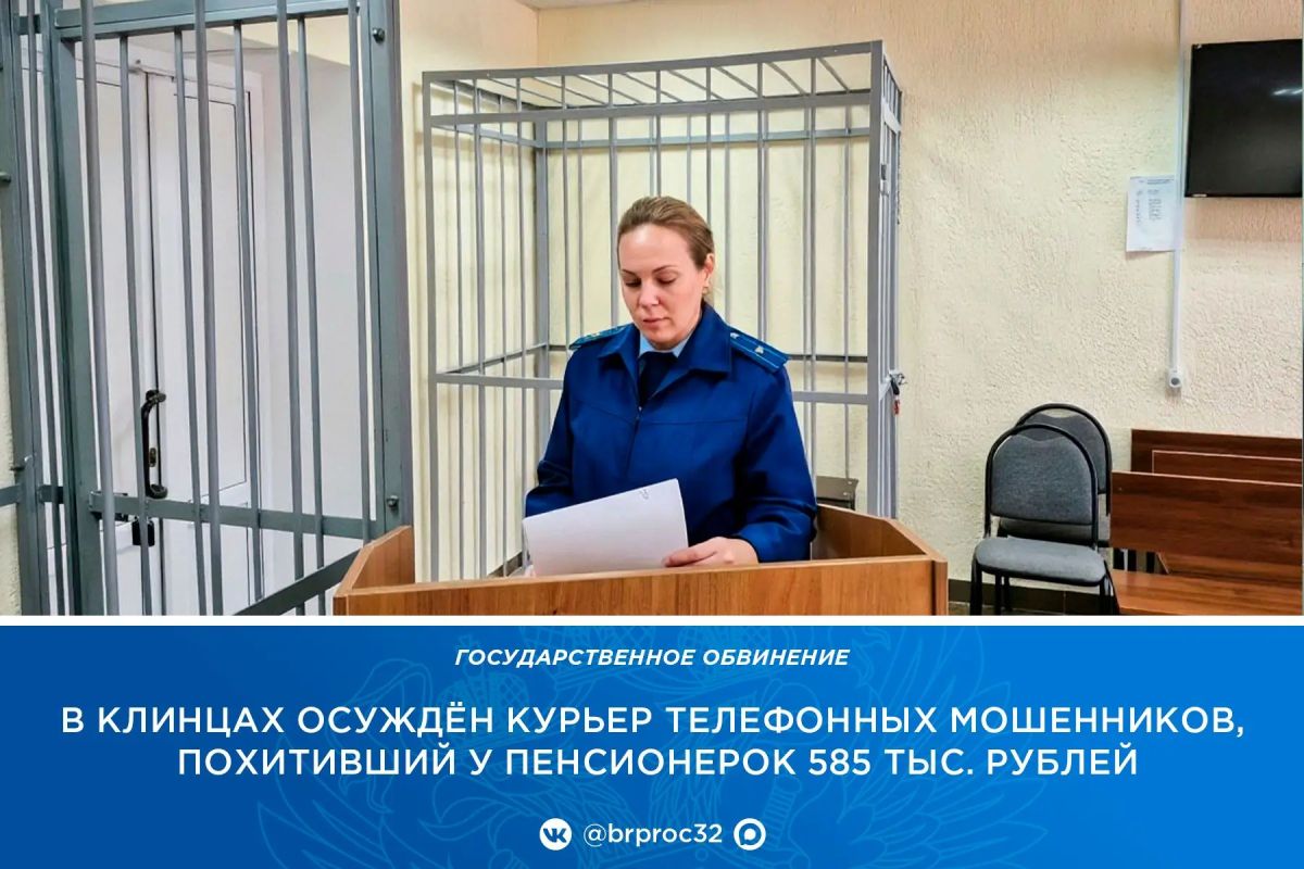 Клинцовская межрайонная прокуратура поддержала государственное обвинение по уголовному делу в отношении 24-летнего мужчины