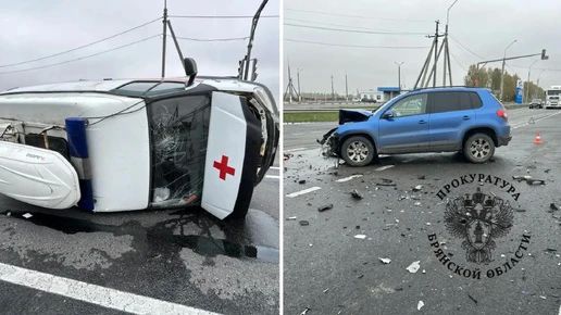 Скорая помощь столкнулась с Volkswagen в Почепском районе