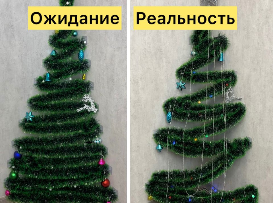 Как сделать угловую елку из мишуры и гирлянды